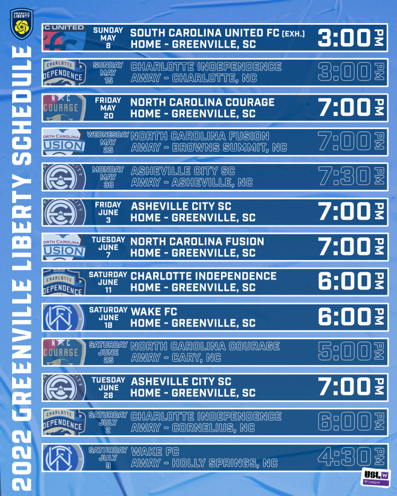 22 Schedule Greenville Liberty